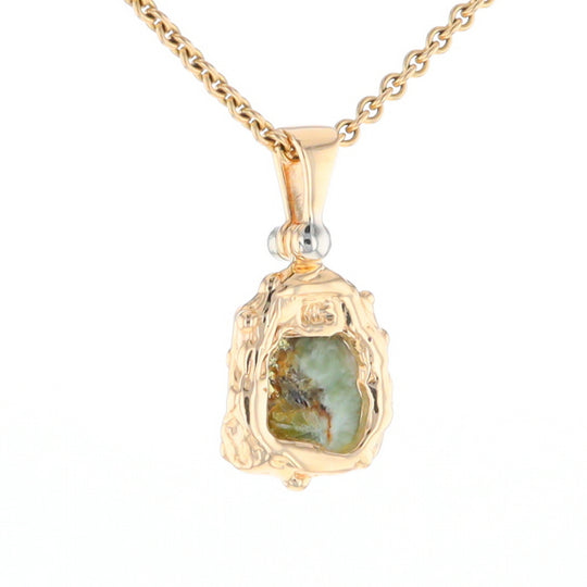 Serpentine & Gold Quartz Freeform Pendant