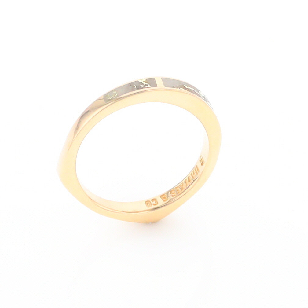 Gold Quartz Ring 3 Rectangle Section Inlaid Band