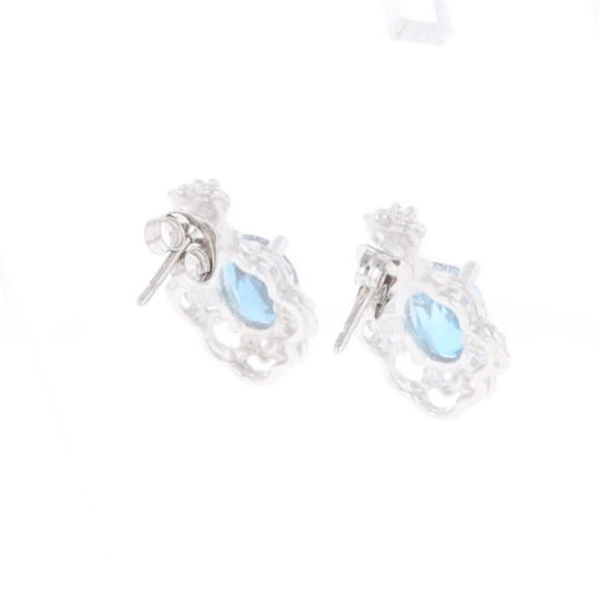 London Blue Topaz in Filigree Setting Dangle Earrings