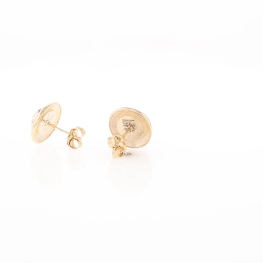 Gold Quartz Earrings Round Inlaid Design