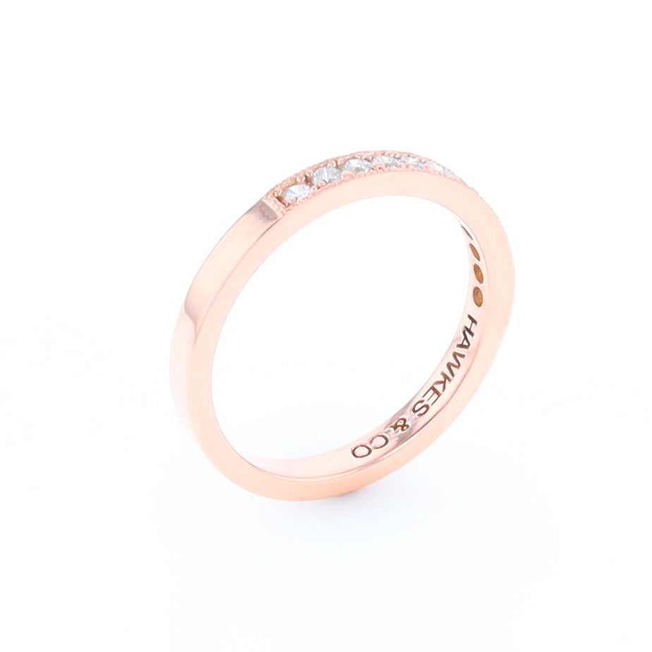 Rose Gold Milgrain Diamond Wedding Band