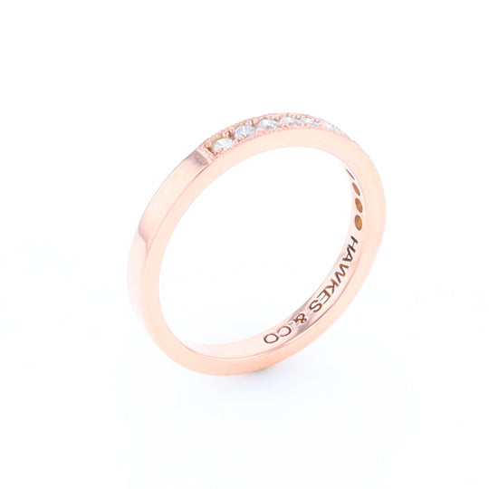 Rose Gold Milgrain Diamond Wedding Band