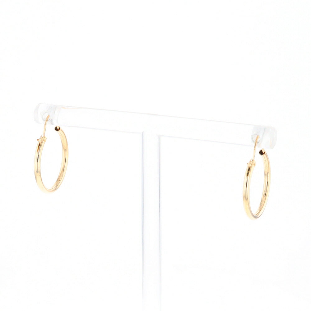 Gold Hollow Tube Hoop Earrings