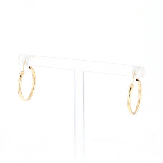 Gold Hollow Tube Hoop Earrings