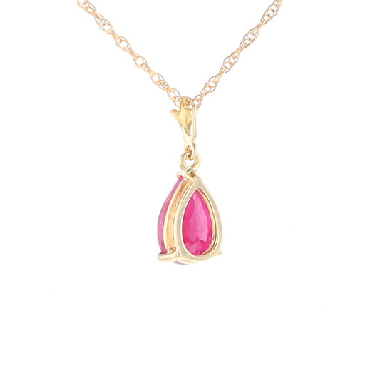 Pear Ruby Solitaire Necklace