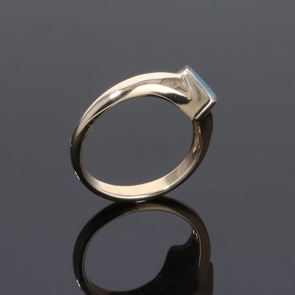 Opal Rings Diamond Shape Inlaid Design