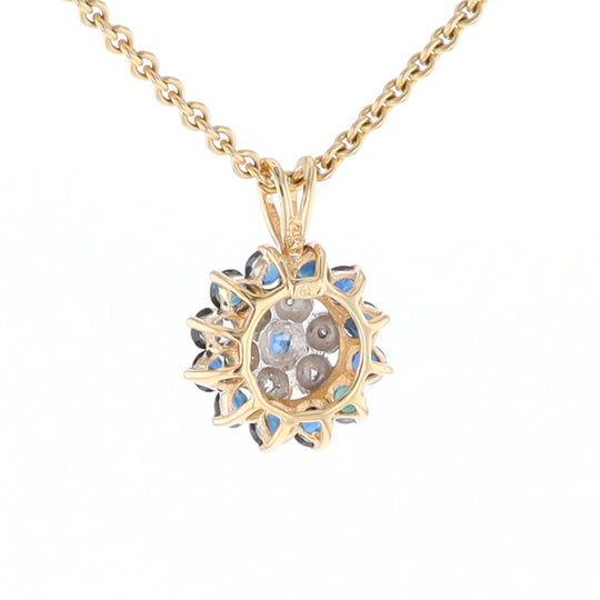 Round Diamond & Sapphire Cluster Pendant