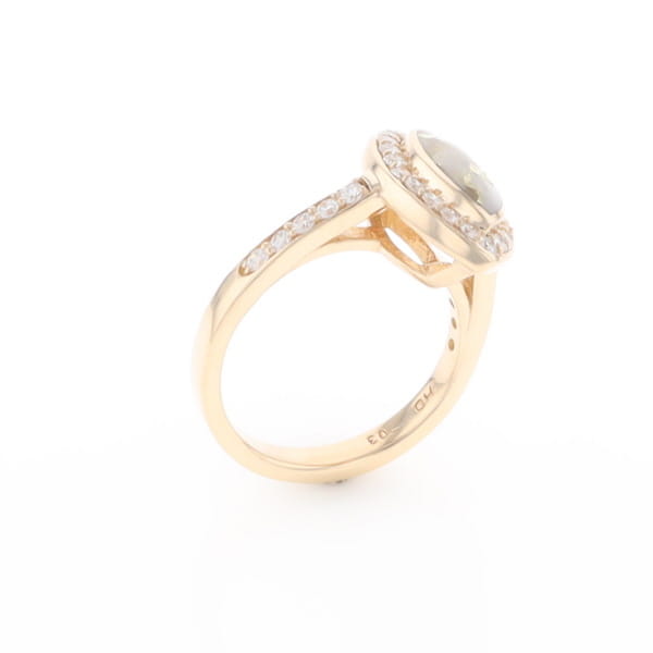 Marquise Gold Quartz Inlaid Ring with 0.65ctw Diamond Halo