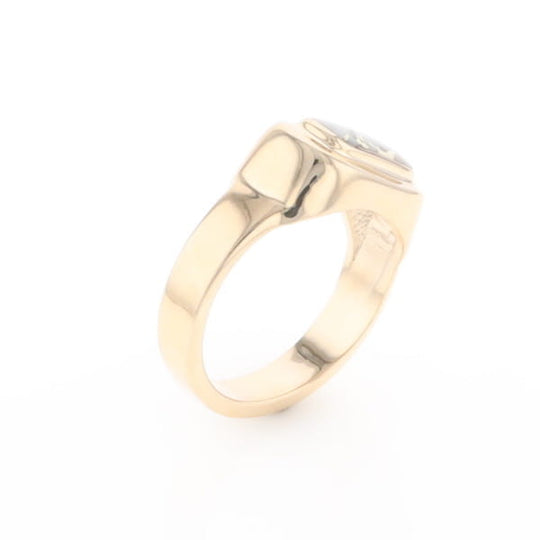 Gold Quartz Ring Oval Inlaid Design - G2