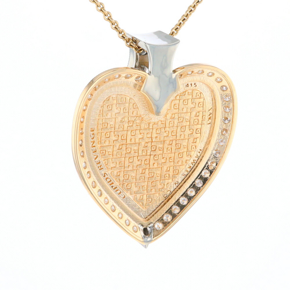 Gold Quartz Necklace Cupid's Revenge 2.24ctw Diamonds Heart Pendant (G1)