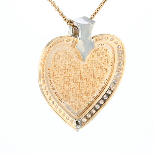 Gold Quartz Necklace Cupid's Revenge 2.24ctw Diamonds Heart Pendant (G1)