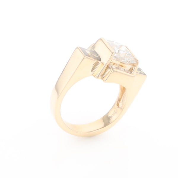 Princess Cut Diamond Gold Quartz 2-Square Inlaid Ring