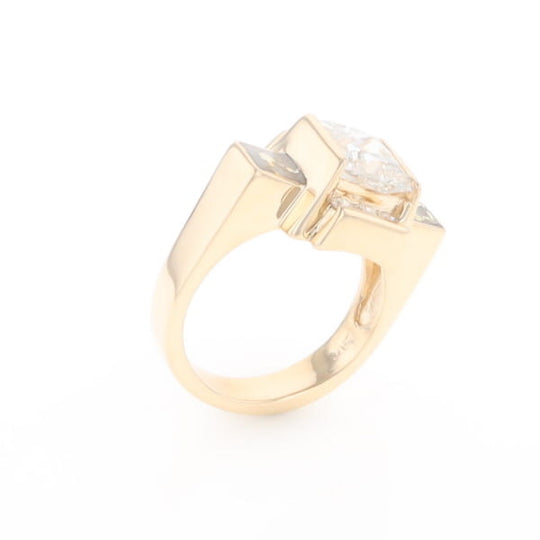 Princess Cut Diamond Gold Quartz 2-Square Inlaid Ring