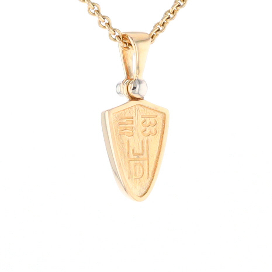 Gold Quartz Necklace Shield Shape Inlaid Pendant with .02ct Diamond