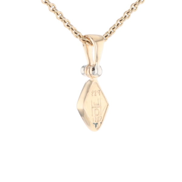 Gold Quartz Necklace Diamond Shape Inlaid Pendant with .02ct Diamond