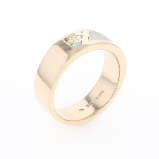 Meteorite Ring, Center Inlaid & Natural Nugget Sides