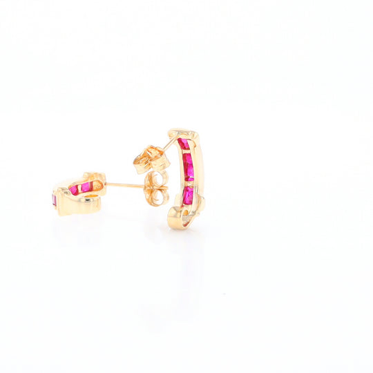 Channel Ruby Semi-Hoop Earrings