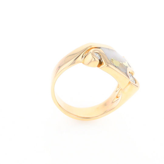 Gold Quartz Ring Geometric Shape Inlaid with 0.30ctw Round Diamonds