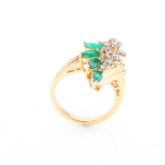 Emerald and Diamond Cluster Ring