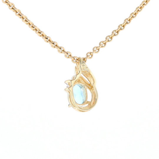 Pear Blue Topaz Diamond Pendant