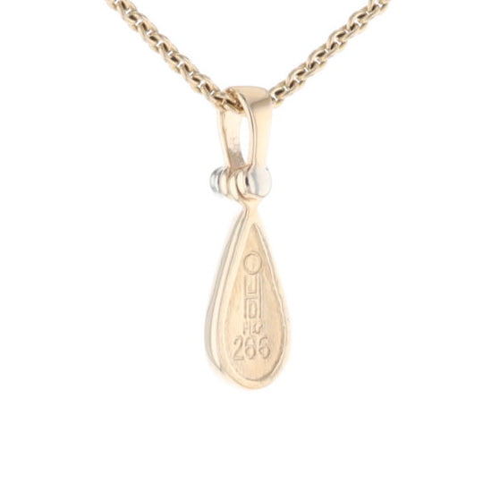 Gold Quartz Pendant Tear Drop Inlaid Design with .02ct Diamond
