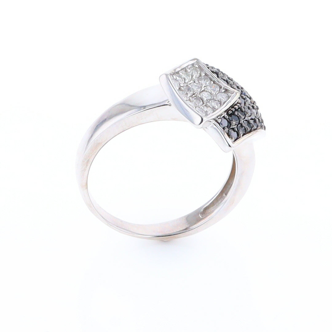 Double Pavé Black and White Diamond Ring