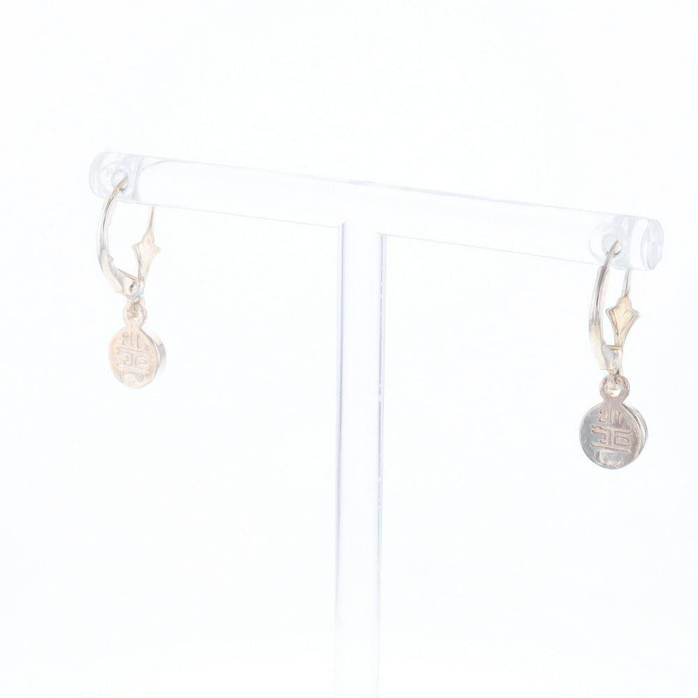 Gold Quartz Inlaid Round Bezel Earrings