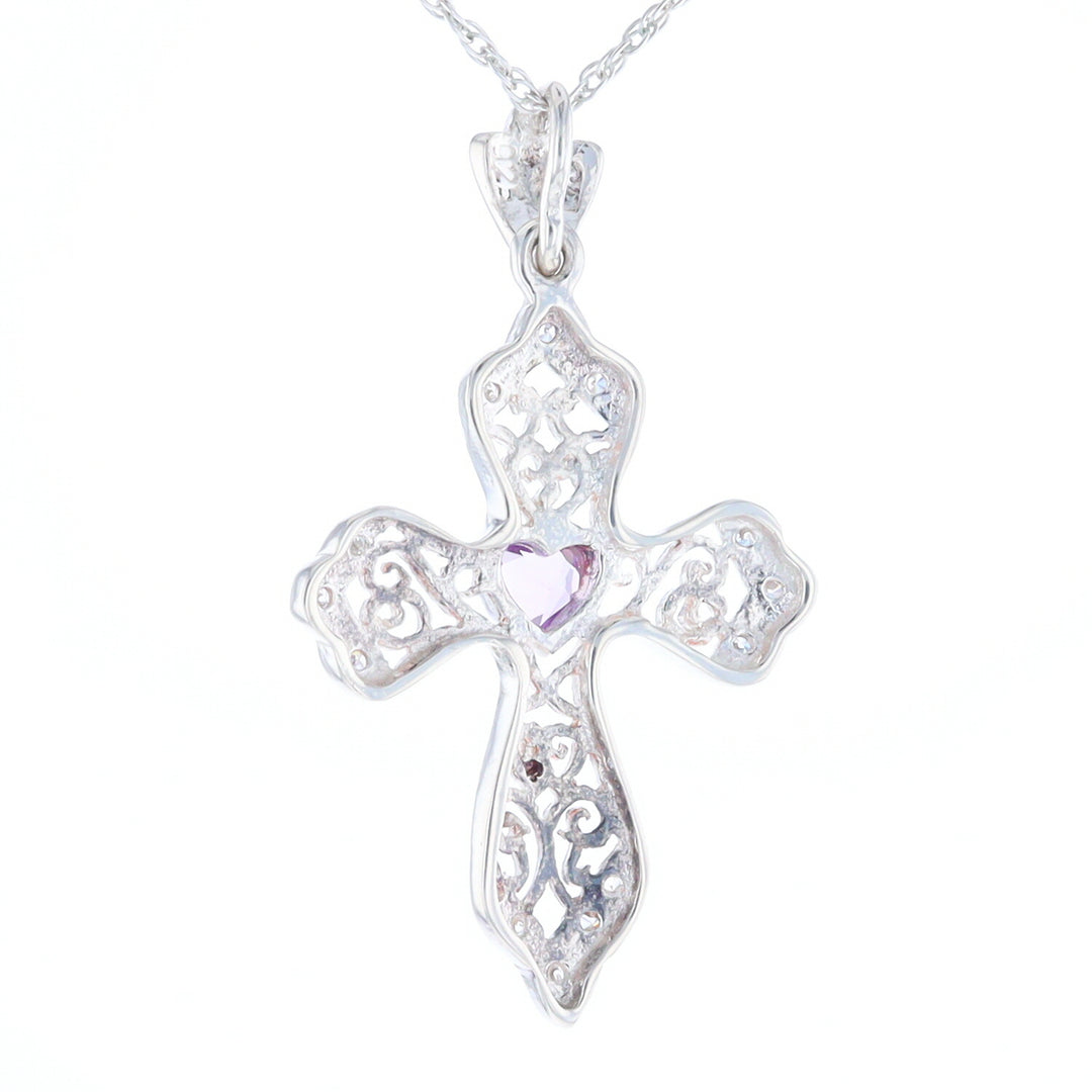 Heart Amethyst Cross Pendant