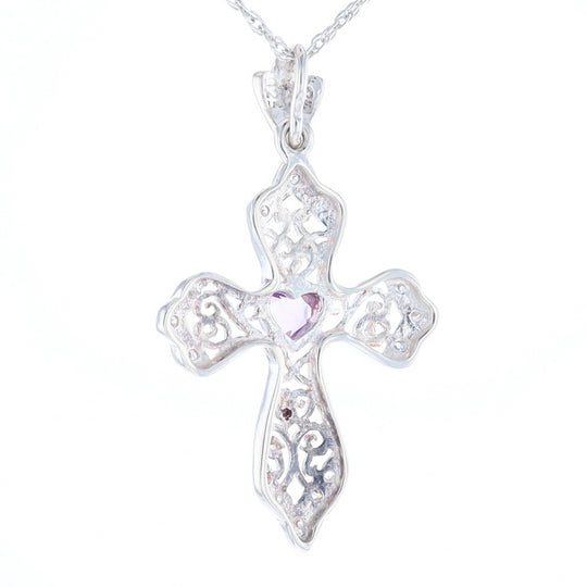 Heart Amethyst Cross Pendant