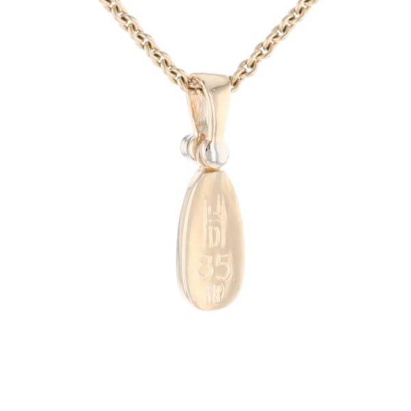 Gold Quartz Necklace Pear Shape Inlaid Pendant with .02ct Diamond