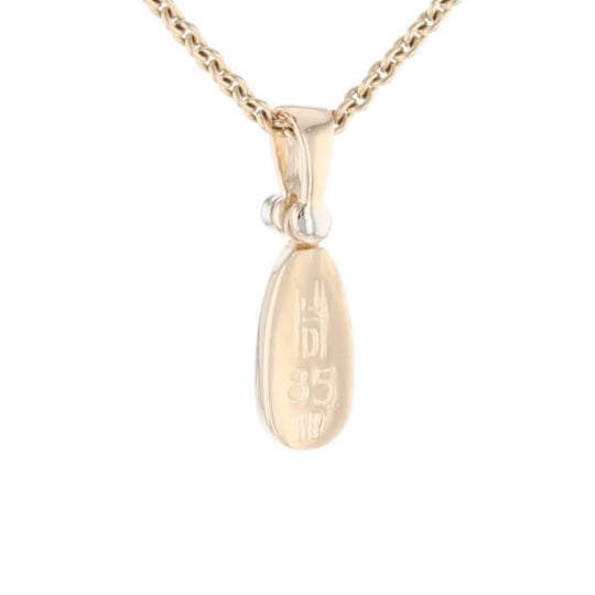Gold Quartz Necklace Pear Shape Inlaid Pendant with .02ct Diamond