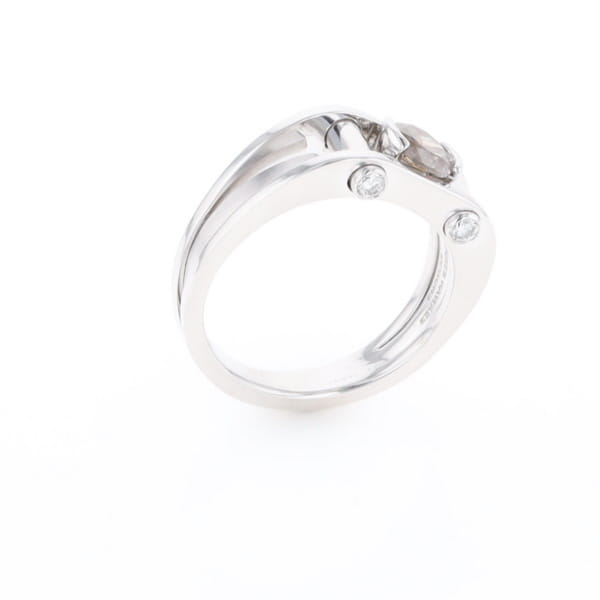 Men's Contemporary White Gold Industrial Brown Diamond Ring