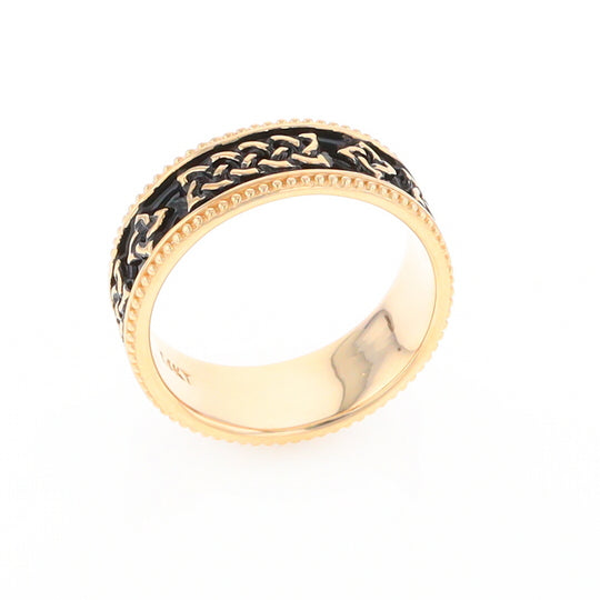 Celtic Knot Black and Gold Wedding Band