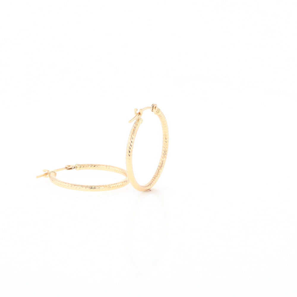 Gold Ribbed Hoop Earrings