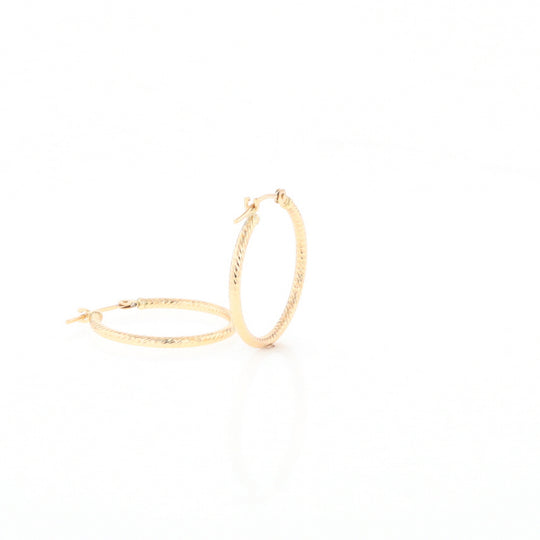 Gold Ribbed Hoop Earrings