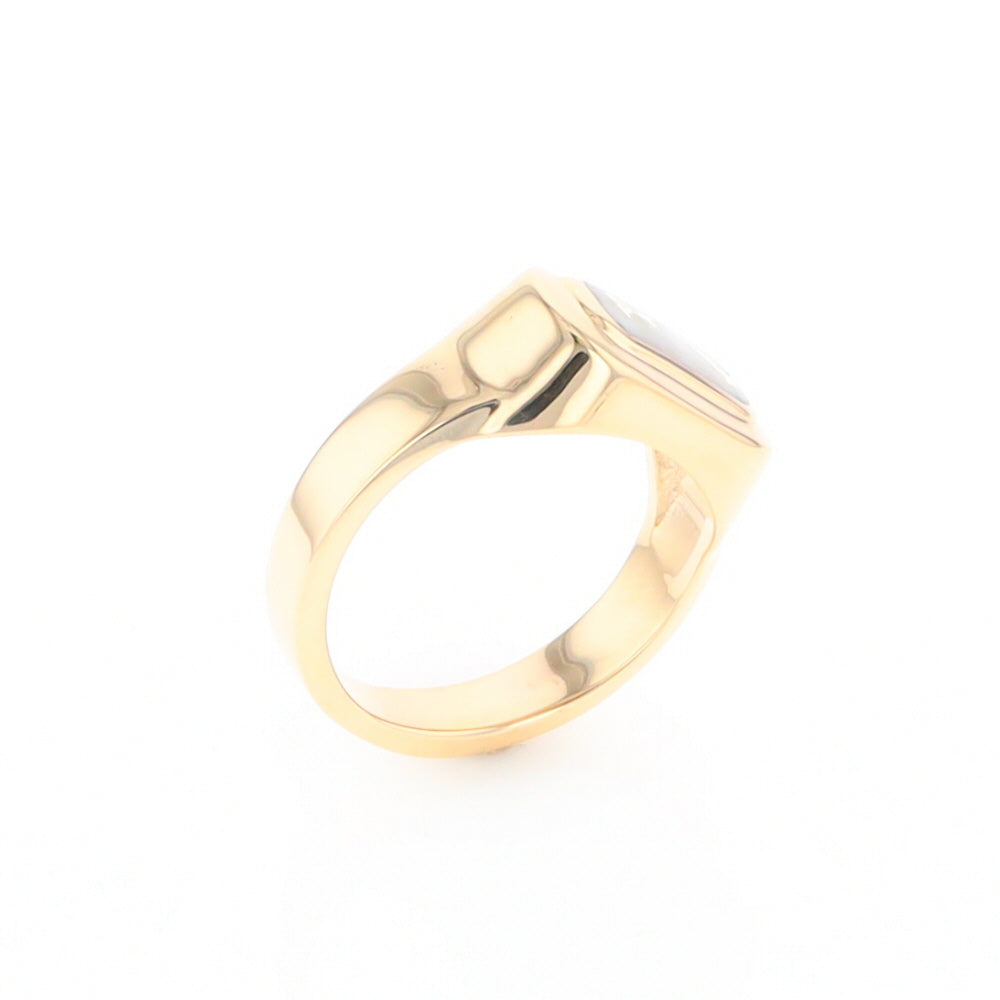 Gold Quartz Ring Oval Inlaid Design - G2