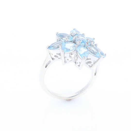 Blue Topaz Flower Ring