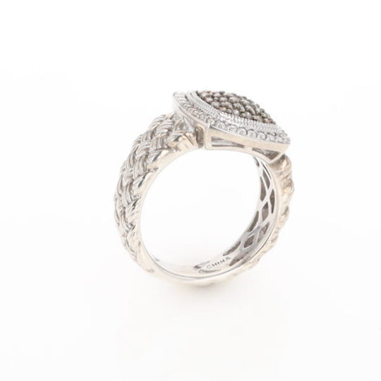 Champaign Diamond Square Braided Cluster Band