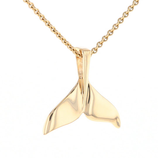 Whale Tail Necklaces Single Sided Gold Quartz Inlaid Sea life Pendant