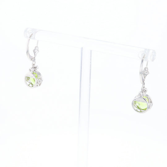 Peridot Dangle Earrings with Diamond Accents