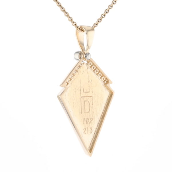 Gold Quartz Necklace Kite Shape Inlaid Pendant with .27ctw Diamonds