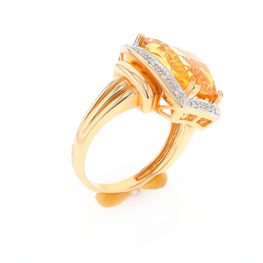 Fancy Cut Citrine Diamond Halo Ring