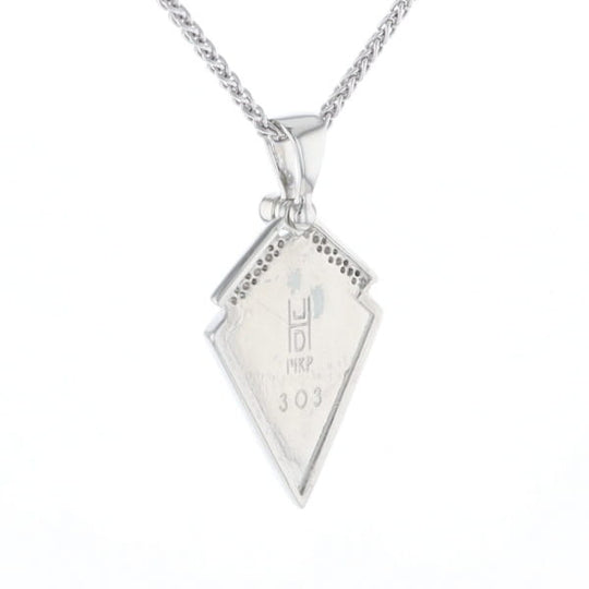 Sleeping Beauty Turquoise Kite Shaped Inlaid Pendant with 0.19ctw Diamonds