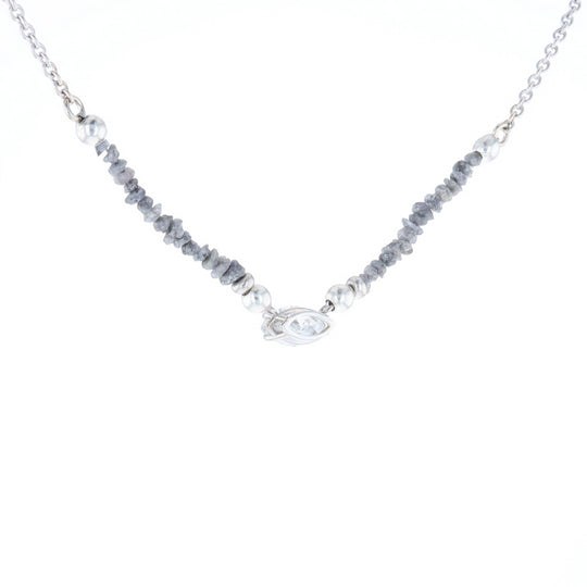 Marquise Diamond Necklace with Rough Diamond Beads