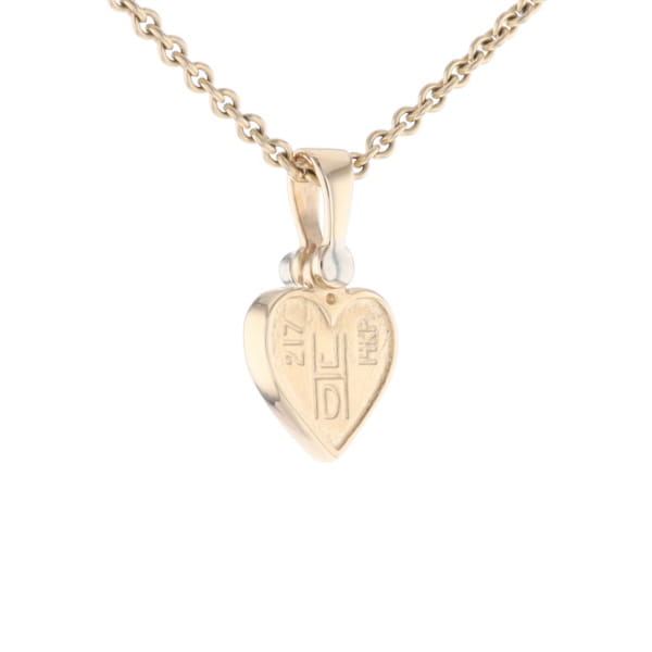 Gold Quartz Necklace Heart Inlaid Design Pendant with .02ct Diamond