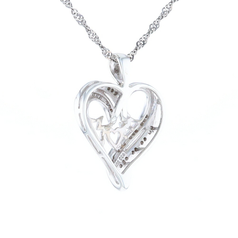 "MOM" Diamond Heart Pendant