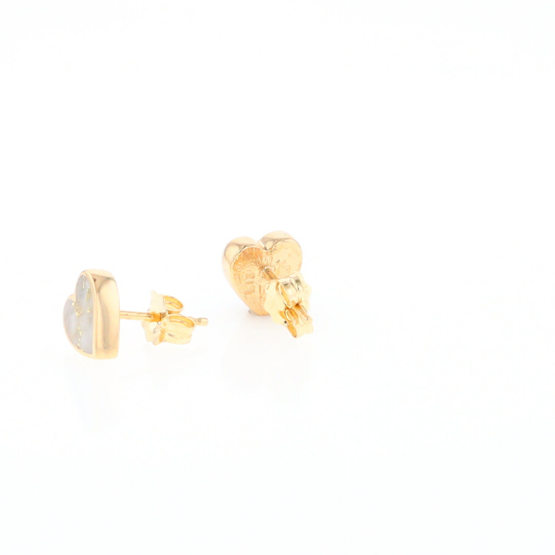 Gold Quartz Heart Stud Earrings - G2