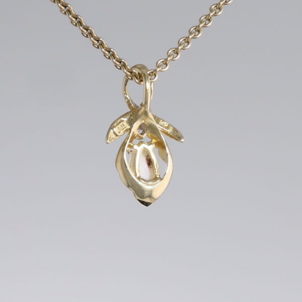 Pear-leaf Opal and Diamond Pendant