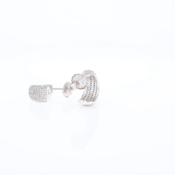 Diamond Half Hoop Stud Earrings