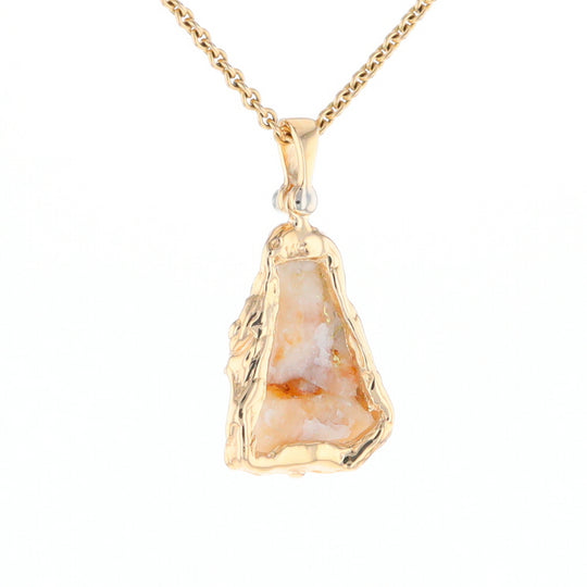 Rough gold Quartz Freeform Pendant